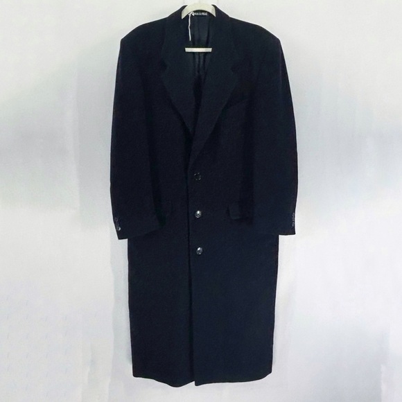 Vintage Giorgio Armani Navy Wool Cashmere Full Length Coat - Picture 1 of 8